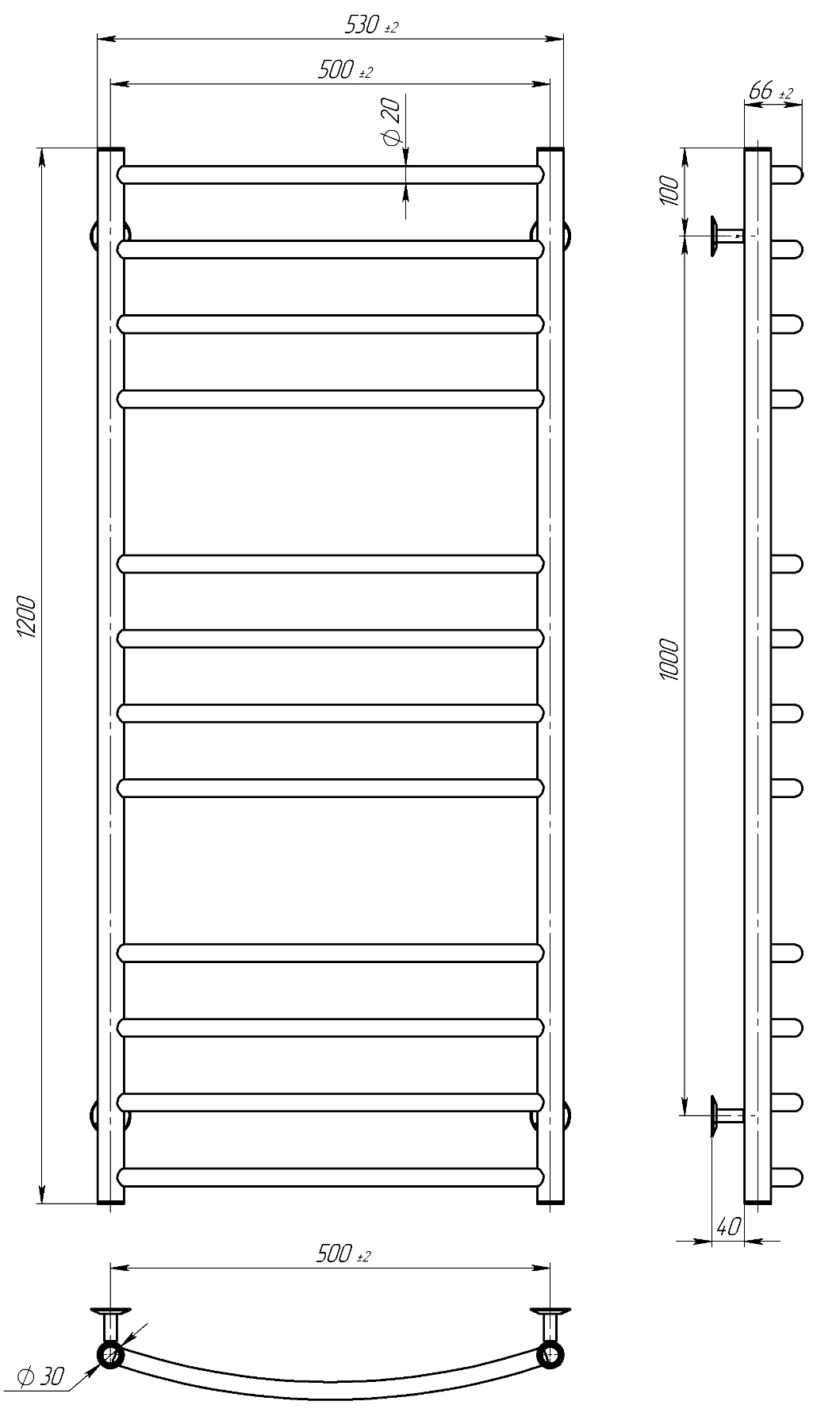 Radiator electric Classic Elit 500*1200 inox 220WT(dreapta) - imagine 2