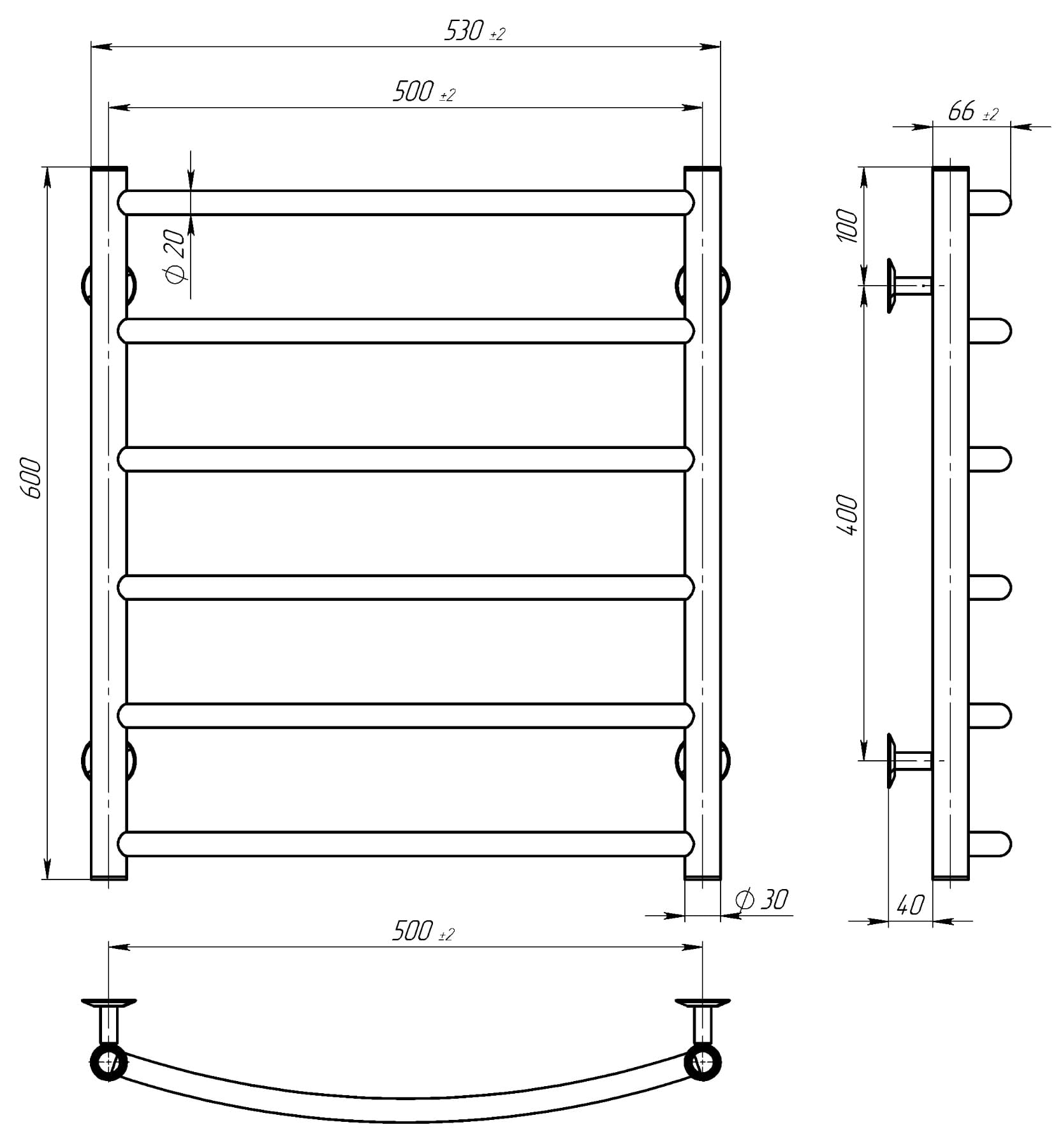 Radiator de baie Classic 500*600 inox - imagine 2