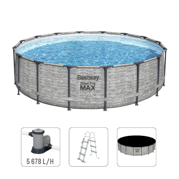 Bestway Piscină STEEL PRO MAX Round 488х122 cm, 19480 L, cadru metalic