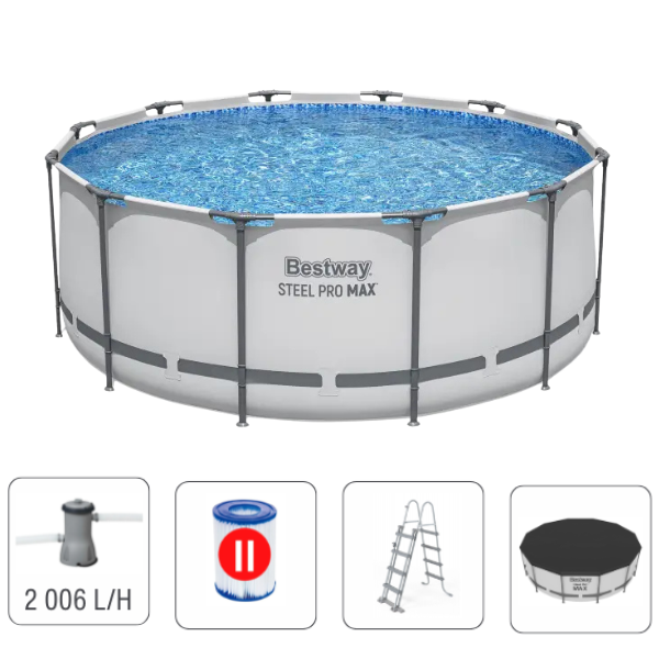 Bestway Piscină STEEL PRO MAX Round 366х122 cm, 10250 L, cadru metalic