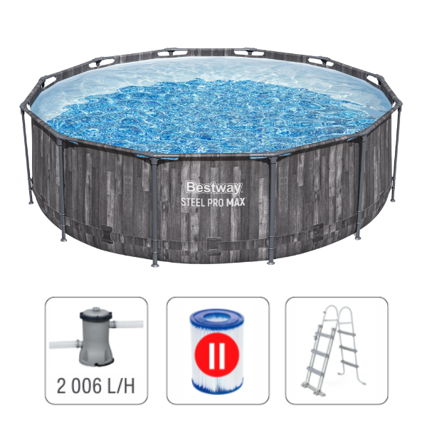 Bestway Piscină STEEL PRO MAX Round 366х100 cm, 9150 L, cadru metalic