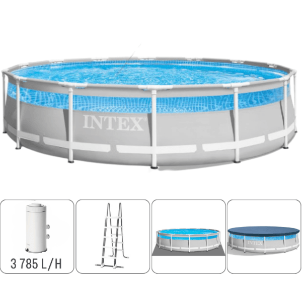 INTEX Piscină PRISM FRAME CLEARVIEW 427x107cm, 12706L, cadru metalic, cu pompă de filtrare