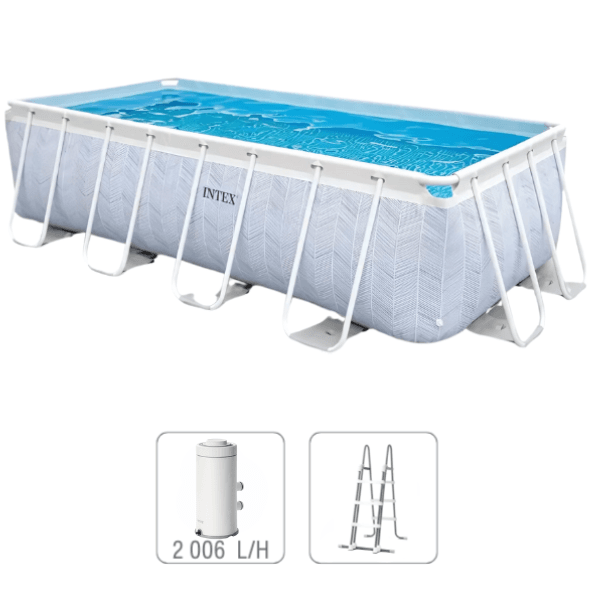 INTEX, CHEVRON PRISM FRAME RECTANGULAR POOL 400 x200 x 100 cm, 6836 L, cadru metalic, cu pompă de filtrare