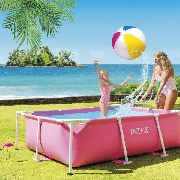 INTEX Piscină RECTANGULAR FRAME 220х150х60сm, 1622L, cadru metalic, roz - imagine 2