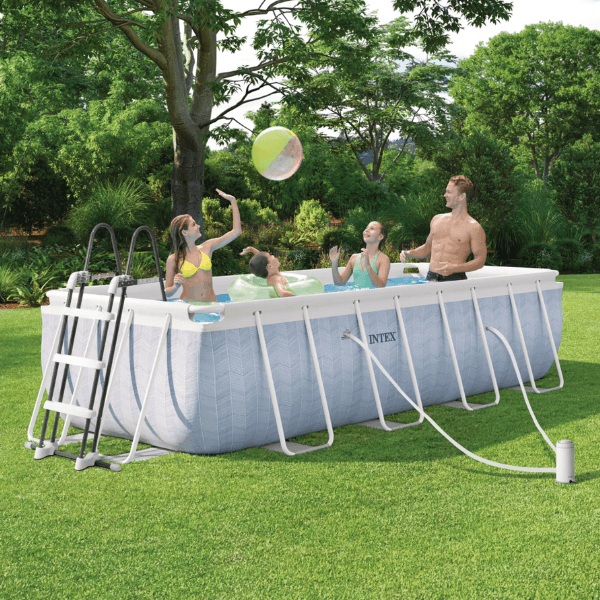 INTEX, CHEVRON PRISM FRAME RECTANGULAR POOL 400 x200 x 100 cm, 6836 L, cadru metalic, cu pompă de filtrare - imagine 2